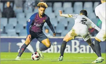  ?? FOTO: FCB ?? Konrad de la Fuente jugó sus primeros minutos con el filial azulgrana ante el Valencia en el Miniestadi