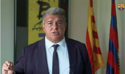  ?? Photograph: Fc Barcelona/EPA ?? Joan Laporta told Catalan radio the European Super League could start next season.