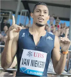  ?? VALENTIN FLAURAUD/THE ASSOCIATED PRESS ?? Wayde van Niekerk of South Africa is being touted as the next superstar in track and field.