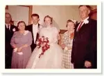  ??  ?? Photo of Marcia’s parents on their wedding day, flanked by both sets of her grandparen­ts.