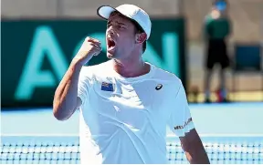  ?? CHRIS SYMES ?? New Zealand’s K P Pannu took the first set but his much higher-ranked opponent, Bulgaria’s Dimitar Kuzmanov came through to give the visitors a 2-0 lead in the Davis Cup tie at Christchur­ch’s Wilding Park.