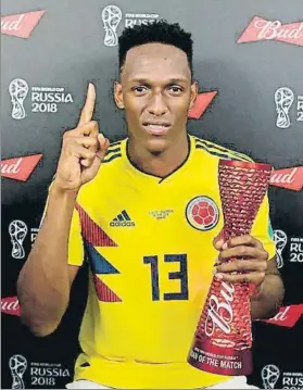  ?? FOTO: FIFA ?? Yerry Mina triunfó en el Mundial gracias a sus tres goles de cabeza