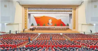  ?? KCNA VIA KNS/ AFP/ GETTY IMAGES ?? A national meeting takes place to celebrate the 101st anniversar­y of the birth of North Korea’s founder Kim Il Sung at the Culture Hall in Pyongyang Sunday.