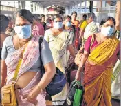  ?? AP ?? People wear masks during the annual Pongala festival at the Attukal temple in Thiruvanan­thapuram on Monday.