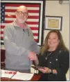  ?? ?? Will Paynter of VFW Post 3460 presents the Teacher of the Year award to Rose Wallace of St. Bernadette School in Drexel Hill.