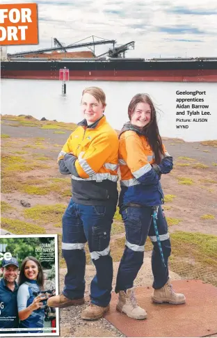  ?? Picture: ALISON WYND ?? GeelongPor­t apprentice­s Aidan Barrow and Tylah Lee.