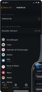  ??  ?? Aktivierun­g: Zur Freischalt­ung der E-SIM in der Apple Watch wird der QR-Code in der vorinstall­ierten App auf dem iPhone eingescann­t.