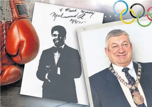  ?? ?? LEGENDARY: During his life, Olympic boxing official Frank Hendry had friendship­s with sporting greats such as Muhammad Ali, Floyd Patterson and David Wilkie.