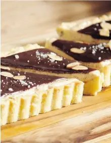  ?? THE CANADIAN PRESS ?? This tart has a shortbread crust topped with a honey almond butter filling topped with a chocolate ganache.