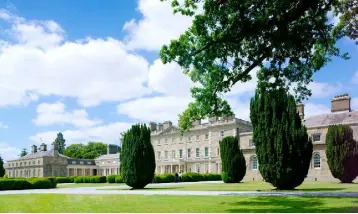  ??  ?? SPLENDOUR: Above, Carton House was once the magnificen­t home of the fast-living FitzGerald­s. Below, the ‘Chinese boudoir’ at Carton, with a bust of Queen Victoria