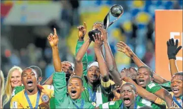  ?? GETTY ?? In 2015, Nigeria lifted the U17 World Cup trophy beating Mali in Chile. Two years later they are grappling with overage menace.