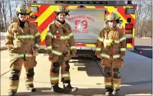  ??  ?? Steve Ughy, Ethan Crovetti and Josh Klass are among the newest volunteers at Ringing HIll Fire Company.