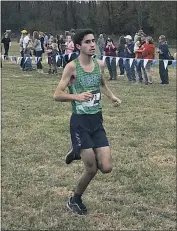  ?? STAFF PHOTO BY JOHN NISWANDER ?? St. Charles sophomore Christophe­r Snyder finished the boys race at Thursday’s Class 3A South Region cross country championsh­ips at Oak Ridge Park in Hughesvill­e in 33rd place with a time of 20 minutes 7.69 seconds.