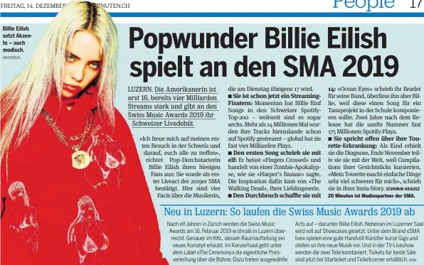  ?? UNIVERSAL ?? Billie Eilish setzt Akzente – auch modisch.