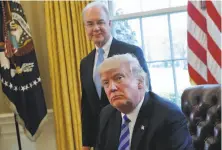  ?? Pablo Martinez Monsivais / Associated Press ?? President Trump, seen with Health and Human Services Secretary Tom Price (left), is sowing policy uncertaint­y.