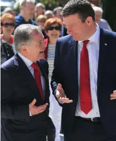  ??  ?? LABOUR: Party leader Brendan Howlin, with Alan Kelly, who sought a leadership role this year. Photo: Gareth Chaney