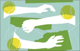  ?? LUCY JONES — THE NEW YORK TIMES ?? Tennis elbow is painful condition that's not just caused by racket swings, and can sideline you from activity. But a few simple tips can get you back into the game.
