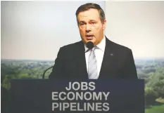  ?? JIM WELLS ?? Alberta Premier Jason Kenney, shown here in March, is calling on the federal government to support the Keystone XL pipeline project.