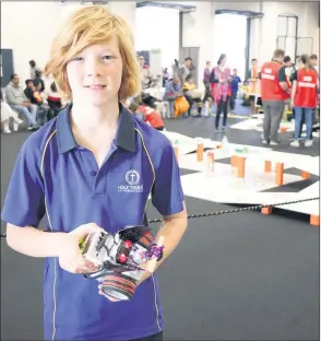  ??  ?? NATIONAL COMPETITIO­N: Horsham Holy Trinity Lutheran College student Cameron Maher won his way through to the Robocup Junior Australian Open in Melbourne after state success.