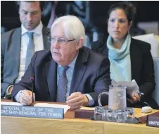  ?? AFP ?? The UN envoy for Yemen, Martin Griffiths, said he was hopeful that a political settlement to the conflict was in sight