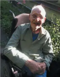  ??  ?? New York State Stock Car Associatio­n Hall of Famer Bernie Miller sits outside his Canastota home on July 18. He turned 90on Saturday, July 22.