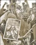  ?? PTI ?? ▪ A Rashtriya Rajput Karni Sena protest against the release of Padmavati