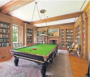  ?? Picture: Deadline News. ?? The snooker room and library inside the castle.