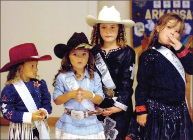  ?? MARK HUMPHREY ENTERPRISE-LEADER ?? Cute candidates for 2014 Little Miss Lincoln Riding Club await the outcome (from left): Kalleigh Jo Shreve, Shianne Fanning, Brihnlee Hunt and Sophia Pitts. Shreve was the 2014 winner while Hunt is competing again this year.