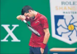  ?? AFP ?? ■ Reigning champion and world No 1 Novak Djokovic of Serbia lost to Greek Stefanos Tsitsipas in the quarter-finals of the Shanghai Masters on Friday.