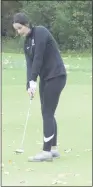  ?? GEORGE POHLY — THE MACOMB DAILY ?? Sophie Rutherford of Utica putts on hole No. 10during the county tournament at Cherry Creek.