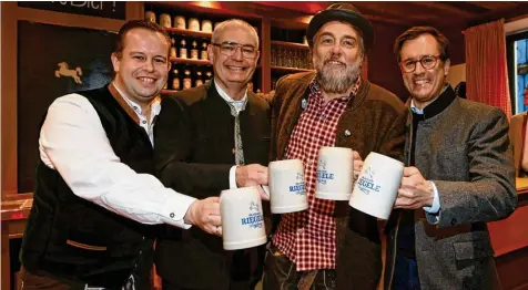  ?? Foto: Marcus Merk ?? Sie wollen die Gersthofer Kirchweih zu einem bedeutende­n Volksfest in Schwaben umbauen: (von links) Christian Reß, Michael Wörle, Bob Meitinger und Sebastian Priller.