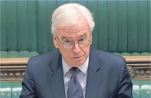  ??  ?? APPEAL: Shadow chancellor­John McDonnell urged the government to increase statutory sick pay to cover people who are self-isolating