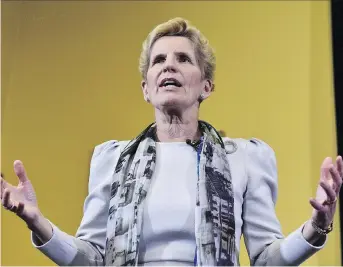  ?? FRANK GUNN/THE CANADIAN PRESS FILES ?? Premier Kathleen Wynne’s government plans to offer free childcare for thousands of preschoole­rs across the province starting in 2020, a promise that comes in the run-up to a spring election.