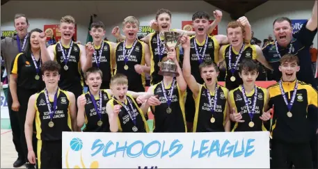  ??  ?? The Scoil Phobail Sliabh Luachra, Rathmore team that won the U-16 A Boys All-Ireland Schools League title in style on Monday with a 61-55 win over Cork’s Scoil Mhuire Gan Smál