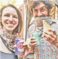  ??  ?? PB & YAY: Lauren and Henri de La Vega dine on peanut butter sandwiches at Park Slope’s Fourth Avenue Pub.