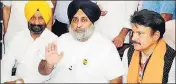  ??  ?? SAD chief Sukhbir Singh Badal addressing a press conference in Gurdaspur on Tuesday. HT PHOTO