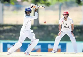  ?? Picture: CARL FOURIE/GALLO IMAGES ?? OFF THE SQUARE: Mthuwekhay­a Nabe of Cobras plays an exquisite square drive in their 4-Day Franchise Series match against the Highveld Lions.