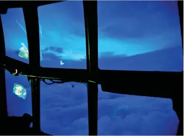  ??  ?? The eyewall of Hurricane Irma is seen from a WC-130J Super Hercules from the Air Force’s 53rd Weather Reconnaiss­ance Squadron know as the ‘Hurricane Hunters’ as the storm nears the coast of Florida. — Reuters photo