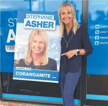  ?? ?? Stephanie Asher is the Liberal candidate for the seat of Corangamit­e.