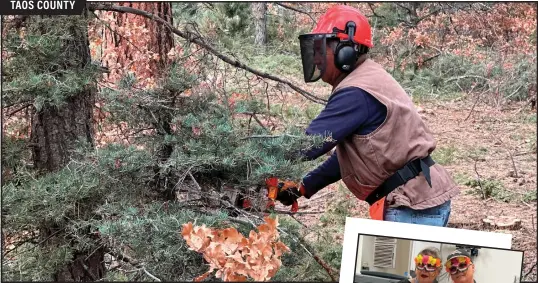  ?? ABOVE COURTESY PHOTO ?? Vicente Fernández, mayordomo for the Rio Don Fernando Cañon Leñero Project in Taos Canyon, fells a tree.