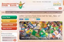  ?? COURTESY OF ROADRUNNER FOOD BANK ?? The Roadrunner Food Bank home page is reminding residents that this Saturday is the time to fill a bag with food items for their letter carrier to pick up.