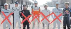  ?? FOTO:DPA ?? 2010 waren es noch sieben: Nico Rosberg, Nico Hülkenberg, Timo Glock, Adrian Sutil, Nick Heidfeld, Michael Schumacher und Sebastian Vettel. Übrig geblieben in der Formel 1 sind nur Hülkenberg und Vettel.