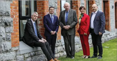  ?? Photos by Valerie O’Sullivan ?? Fexco CEO Denis McCarthy; Finance Minister Paschal Donohoe; Founder of Fexco Brian McCarthy; Catherine Evans, RDI Collaborat­ions Managerand Guillaume Py of Fexco at the launch of the Fintech Next project at Fexco HQ in Killorglin.