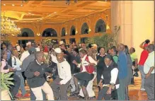  ?? PHOTO: TSHEPO KEKANA. ?? PROTESTING AGAIN: Members of Cosatu protest against the Gupta family in Sun City last week. The writer says blacks must get their act together.