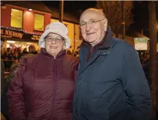  ??  ?? Gerard Collins and his wife, Hilary pictured at the switching on of the Christmas lights in Abbeyfeale last Friday night.