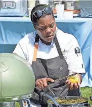  ?? PHOTOS PROVIDED BY DAVID MOIR/BRAVO ?? “Top Chef: Wisconsin” contestant Michelle Wallace took a chance at the cheese festival by making a Southern spin on Indian saag paneer using Pleasant Ridge Reserve cheese and collared greens.