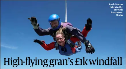  ?? ?? Ruth Gomm takes to the air with instructor Kevin