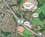  ?? Pictures: Bellway Homes ?? Artist impression of the new homes Bellway Homes wants to build in Ashford and, right, the site lies to the south east of the William Harvey Hospital