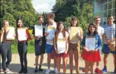  ??  ?? From left: Time to celebrate for Kent College; students at Canterbury High; Barton Court pupils receiving their results; and Barton Court pupils Carys Gilson and Ellie Gibson, both 16