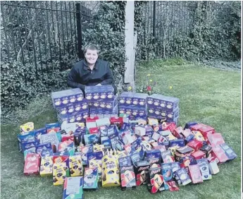  ??  ?? Daniel Alcock with some of the newly-donated eggs.